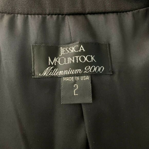 Vintage Jessica McClintock 2 pc Dress S Black Embroidered Halter Jacket - Picture 11 of 11